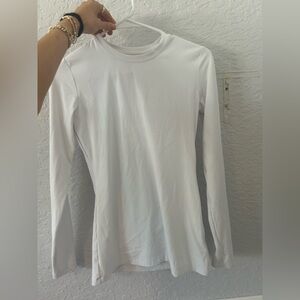 Figs White Ribbed Long Sleeve Top